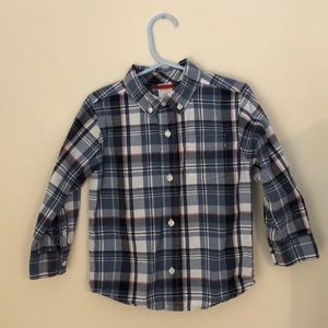 Blue plaid button down shirt